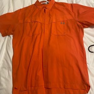 Under Armour men’s button up orange shirt